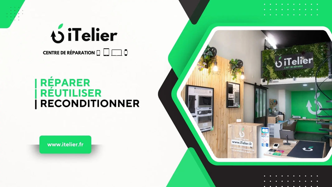 Magasin iTelier à Lyon spécialisé en réparation de smartphones, tablettes et ordinateurs pour entreprises, gestion complète de flotte mobile, reconditionnement et solutions professionnelles.