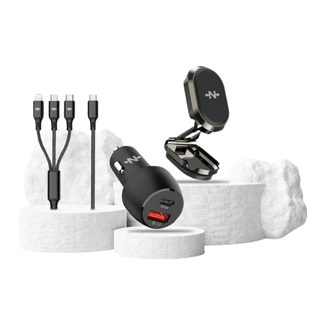 Pack Voiture CONNECT : Support + Chargeur 48W + Câble 3-en-1
