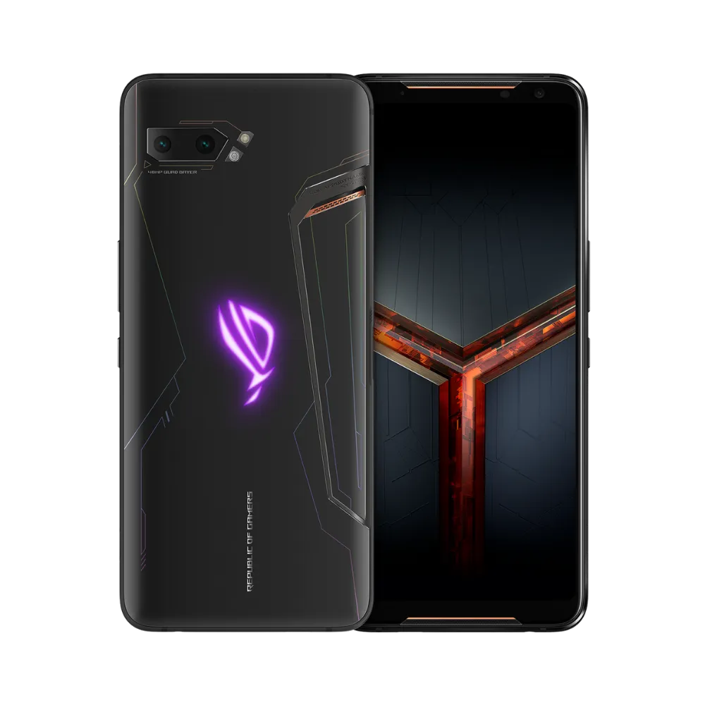 Asus ROG Phone 2 noir avec logo LED violet, réparation écran AMOLED et batterie chez iTelier Lyon, service rapide, pièces d’origine garanties, envoi sécurisé dans toute la France.