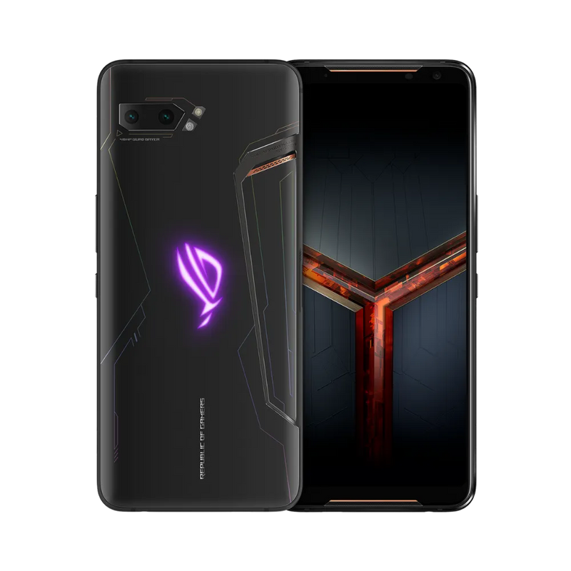 Asus ROG Phone 2 noir avec logo LED violet, réparation écran AMOLED et batterie chez iTelier Lyon, service rapide, pièces d’origine garanties, envoi sécurisé dans toute la France.