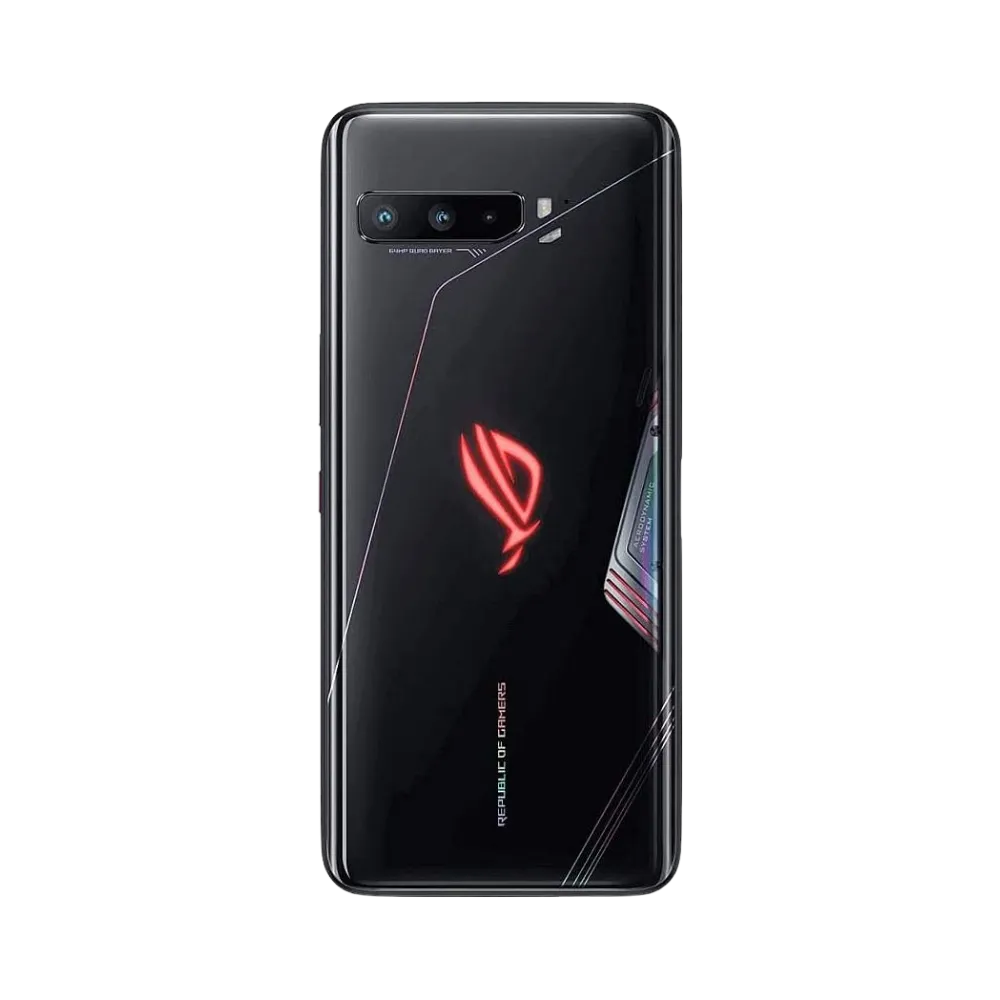 Vue arrière Asus ROG Phone 3 noir, réparation batterie ou coque arrière chez iTelier Lyon, service en boutique et par correspondance avec pièces garanties.