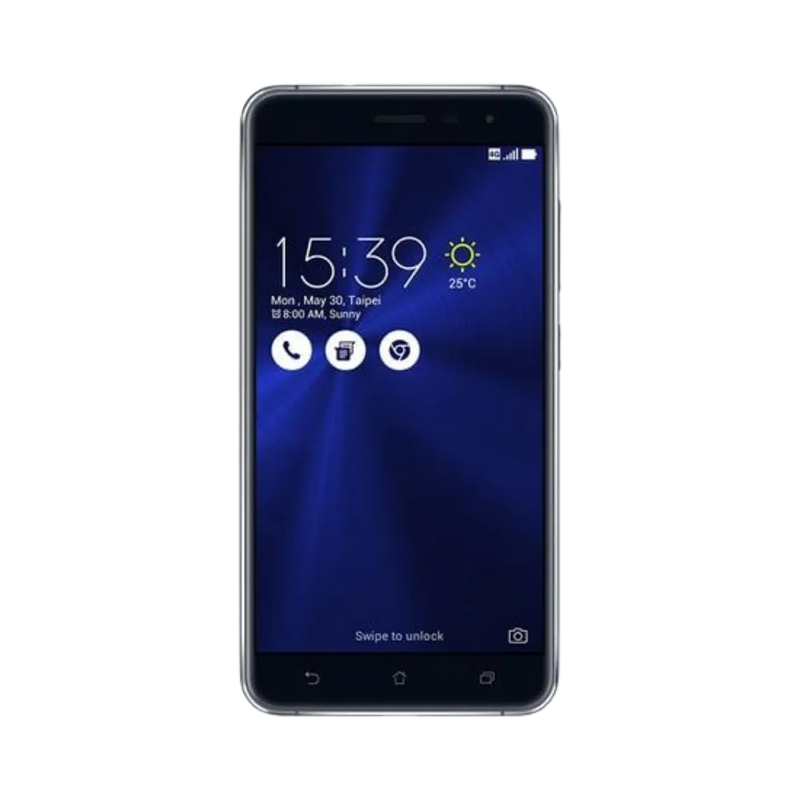 Vue avant Asus Zenfone 3 noir avec écran Full HD, remplacement vitre et dalle LCD originale chez iTelier Lyon, diagnostic offert, réparation express et fiable.