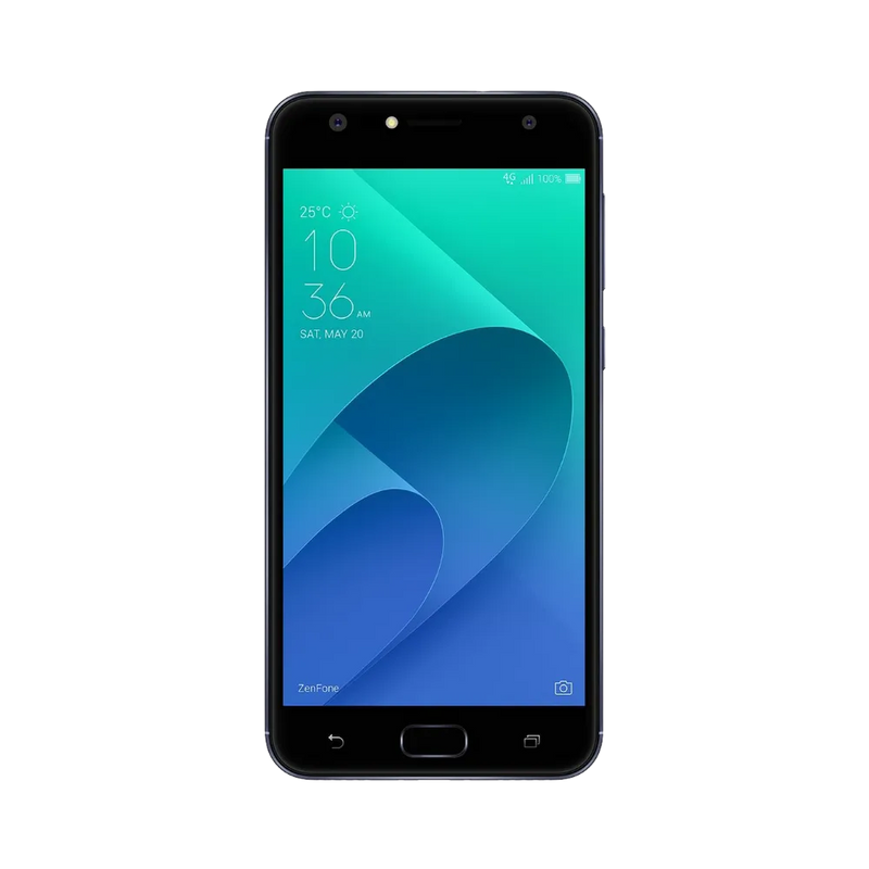 Vue avant Asus Zenfone 4 noir avec double caméra, remplacement vitre et écran LCD original chez iTelier Lyon, diagnostic gratuit, réparation express et fiable.