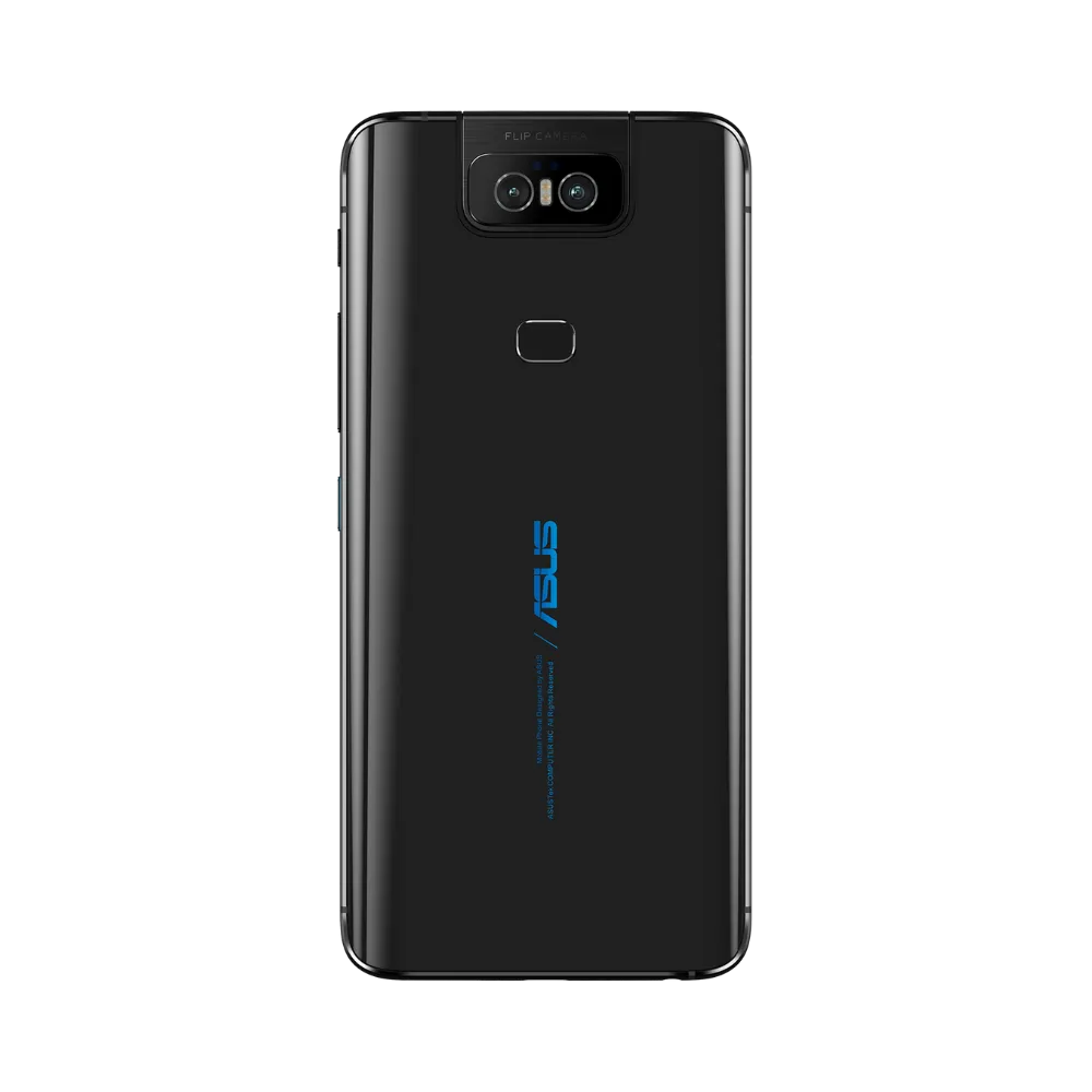 Vue arrière Asus Zenfone 6 noir avec module photo rotatif, réparation batterie et coque arrière chez iTelier Lyon, intervention en boutique ou par correspondance.