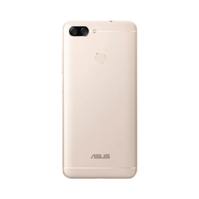 Vue arrière Asus Zenfone Max Plus M1 or avec double caméra, changement batterie et coque arrière chez iTelier Lyon, envoi sécurisé national, garantie pièces 1 an.