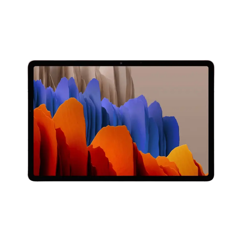 Galaxy Tab S7 Plus T970 vue face inclinée : réparation écran ou batterie chez iTelier Lyon, diagnostic gratuit et envoi national disponible.