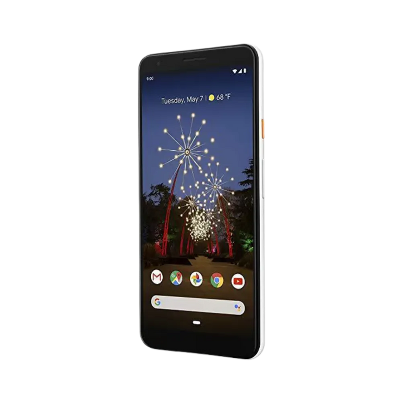 Google Pixel 3a XL en angle 3/4. Réparation écran, port USB-C, bouton ou batterie gonflée par iTelier Lyon. Intervention express en boutique ou par envoi.