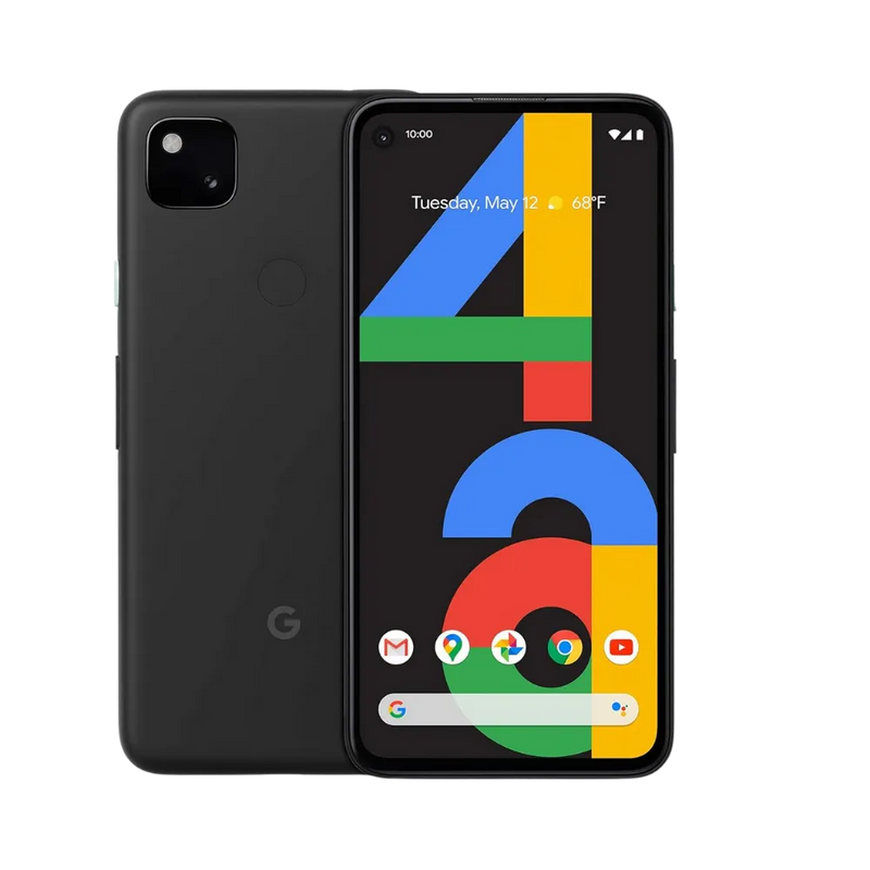 Google Pixel 4a 5G noir mat vu de face et dos. Réparation écran cassé, batterie faible, caméra ou coque abîmée chez iTelier Lyon. Service rapide avec pièces garanties 1 an.