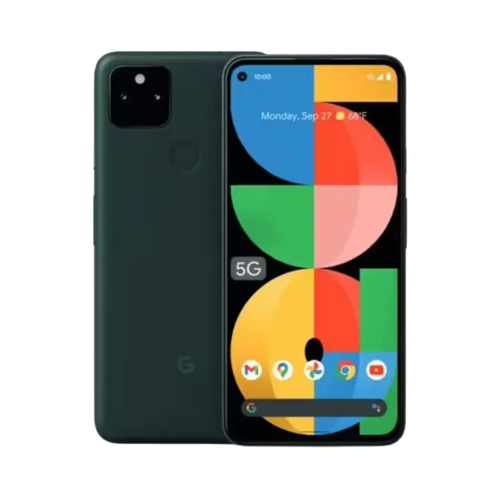 Google Pixel 5a noir mat, affiché de face et dos. Réparation écran cassé, batterie usée ou caméra abîmée chez iTelier Lyon. Service rapide, diagnostic offert, pièces garanties.