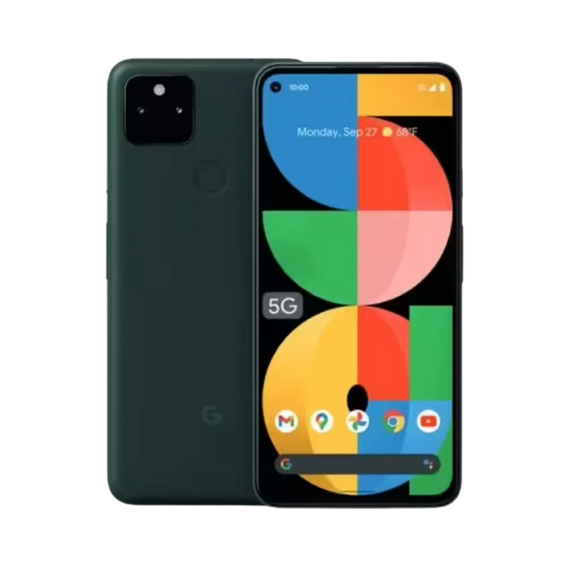 Google Pixel 5a noir mat, affiché de face et dos. Réparation écran cassé, batterie usée ou caméra abîmée chez iTelier Lyon. Service rapide, diagnostic offert, pièces garanties.