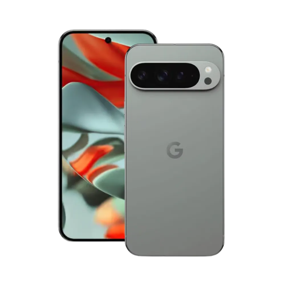 Pixel 9 Pro en angle 3/4 avec finition gris foncé. Réparations iTelier Lyon rapides et garanties, avec envoi depuis Bron, Toulouse, Lyon 3, Meyzieu, Francheville ou toute la région.