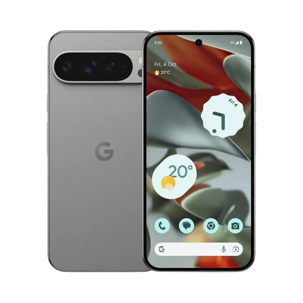 Vue de face et dos du Google Pixel 9 Pro, smartphone haut de gamme pris en charge chez iTelier Lyon. Réparation d’écran ou batterie garantie 1 an. Envoi depuis Lyon 1, Marseille, Villeurbanne, Paris ou Rillieux-la-Pape.