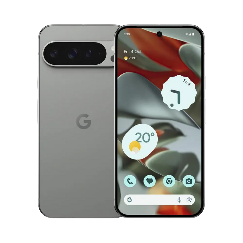 Vue de face et dos du Google Pixel 9 Pro, smartphone haut de gamme pris en charge chez iTelier Lyon. Réparation d’écran ou batterie garantie 1 an. Envoi depuis Lyon 1, Marseille, Villeurbanne, Paris ou Rillieux-la-Pape.