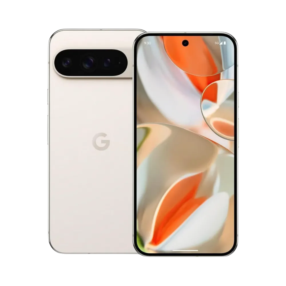 Vue de face et dos du Google Pixel 9 Pro XL, smartphone haut de gamme à réparer chez iTelier Lyon. Réparation d’écran ou batterie avec diagnostic gratuit. Envoi depuis Vénissieux, Caluire, Bordeaux, Toulouse ou Dijon.