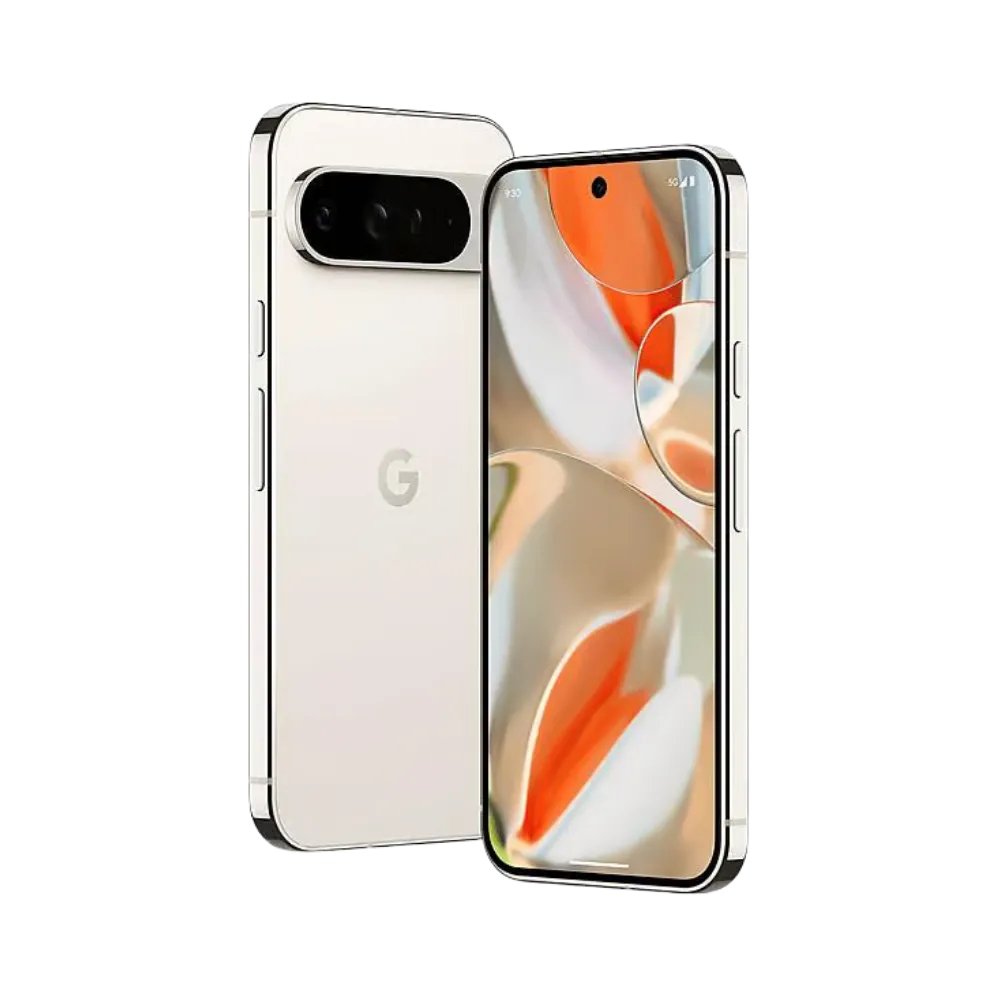 Détail de la finition blanche du Pixel 9 Pro XL, avec service de réparation premium chez iTelier Lyon. Diagnostic offert, pièces garanties. Envoi depuis Bron, Strasbourg, Saint-Étienne, Lyon 2, Marseille ou toute la France.