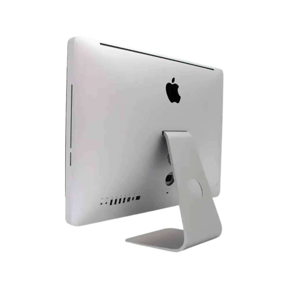 Vue arrière de l’iMac Retina 4K 21,5 pouces 2015 A1418. Réparation alimentation, disque dur ou carte mère à Lyon chez iTelier. Pièces garanties 12 mois et envoi sécurisé.