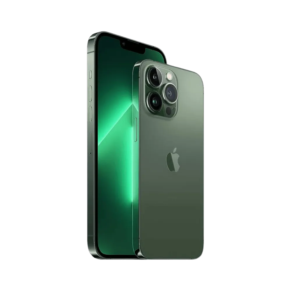 Vue latérale iPhone 13 Pro Max vert. Réparation connecteur de charge, micro ou châssis tordu à Lyon, Caluire, Tassin ou Vénissieux.