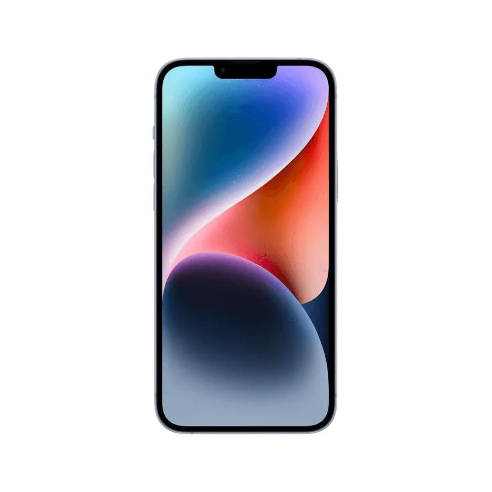 Écran allumé de l’iPhone 14 Plus bleu. Changement écran OLED cassé ou tactile HS à Lyon, Sainte-Foy-lès-Lyon ou Solaize.