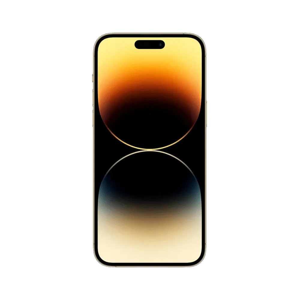 Écran avant de l’iPhone 14 Pro Max or. Changement écran OLED Super Retina en boutique iTelier à Lyon, Bron ou Champagne-au-Mont-d'Or.