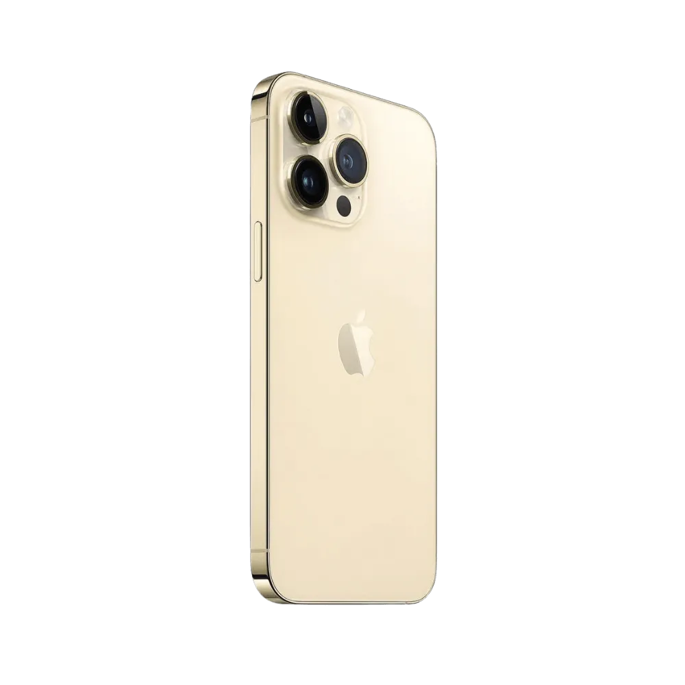 Dos complet de l’iPhone 14 Pro Max or. Remplacement vitre arrière fissurée ou module caméra à Lyon, Saint-Didier-au-Mont-d’Or ou Meyzieu.