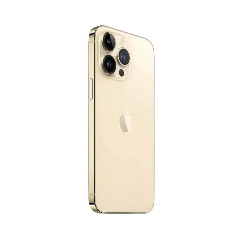 Dos complet de l’iPhone 14 Pro Max or. Remplacement vitre arrière fissurée ou module caméra à Lyon, Saint-Didier-au-Mont-d’Or ou Meyzieu.