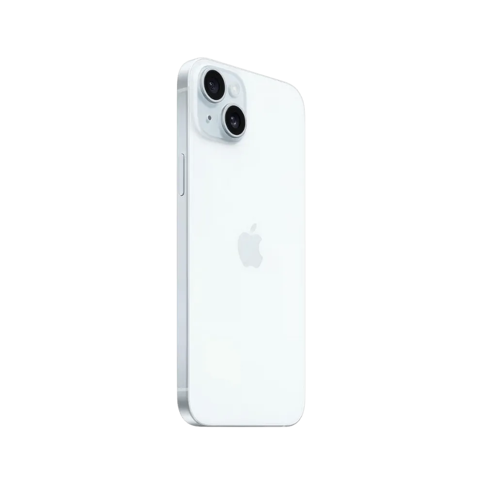 Vue arrière de l’iPhone 15 Plus blanc. Réparation module photo ou coque arrière fissurée à Lyon, Rillieux-la-Pape ou Caluire-et-Cuire.