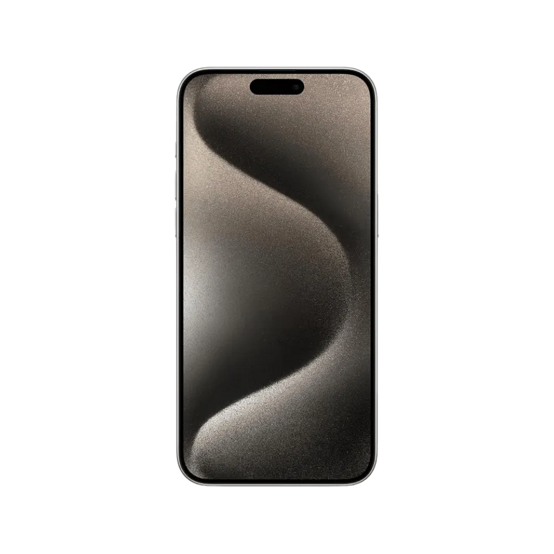 Vue avant de l’iPhone 15 Pro Max en titane. Remplacement écran OLED ou vitre fissurée chez iTelier à Lyon, Caluire-et-Cuire ou Oullins.