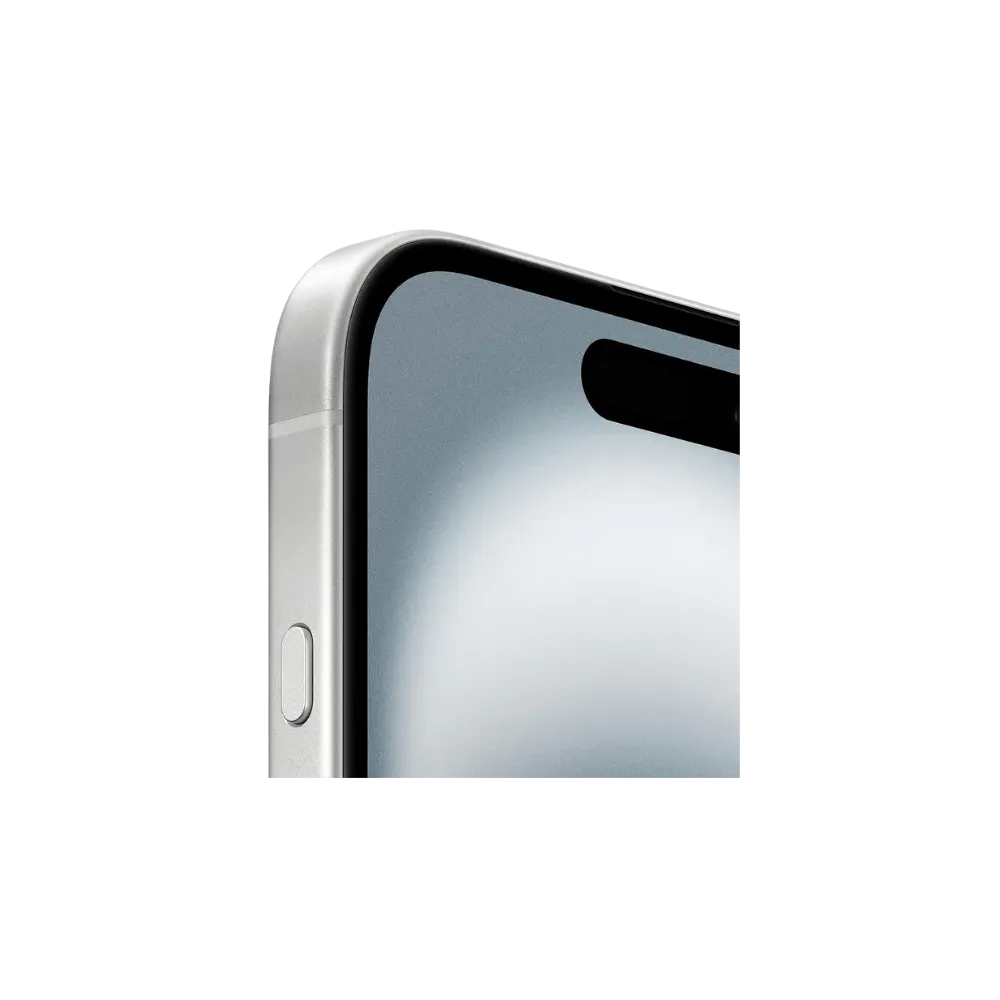 Profil de l’écran iPhone 16 Plus blanc. Réparation écran OLED d’origine à Lyon, Sainte-Foy-lès-Lyon ou Charbonnières.