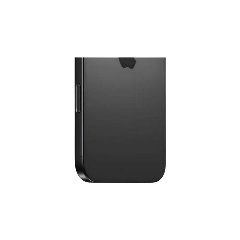 Dos posé à plat de l’iPhone 16 Pro Max noir sidéral. Remplacement vitre ou châssis à Lyon, Caluire-et-Cuire ou La Mulatière.