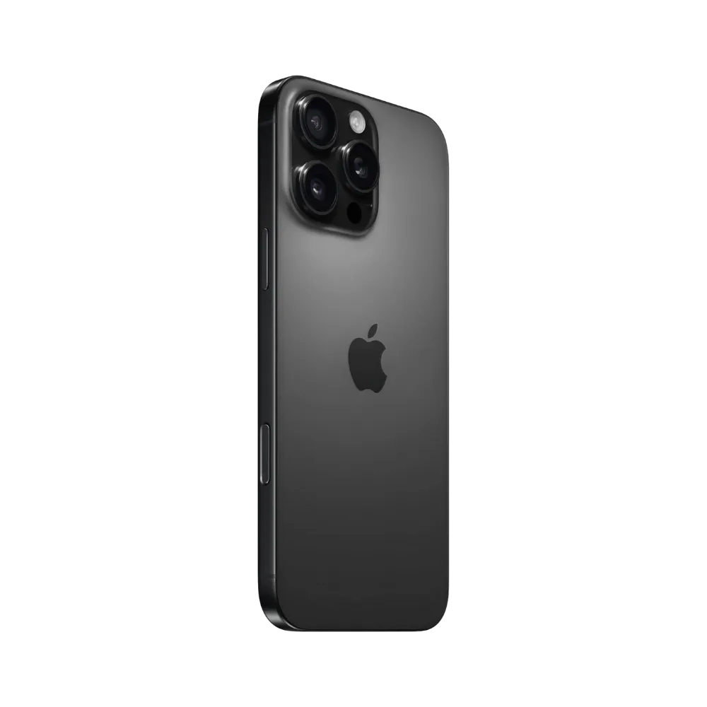 Dos de l’iPhone 16 Pro Max noir. Changement vitre arrière ou châssis cassé à Lyon, Dardilly ou Saint-Didier-au-Mont-d’Or.