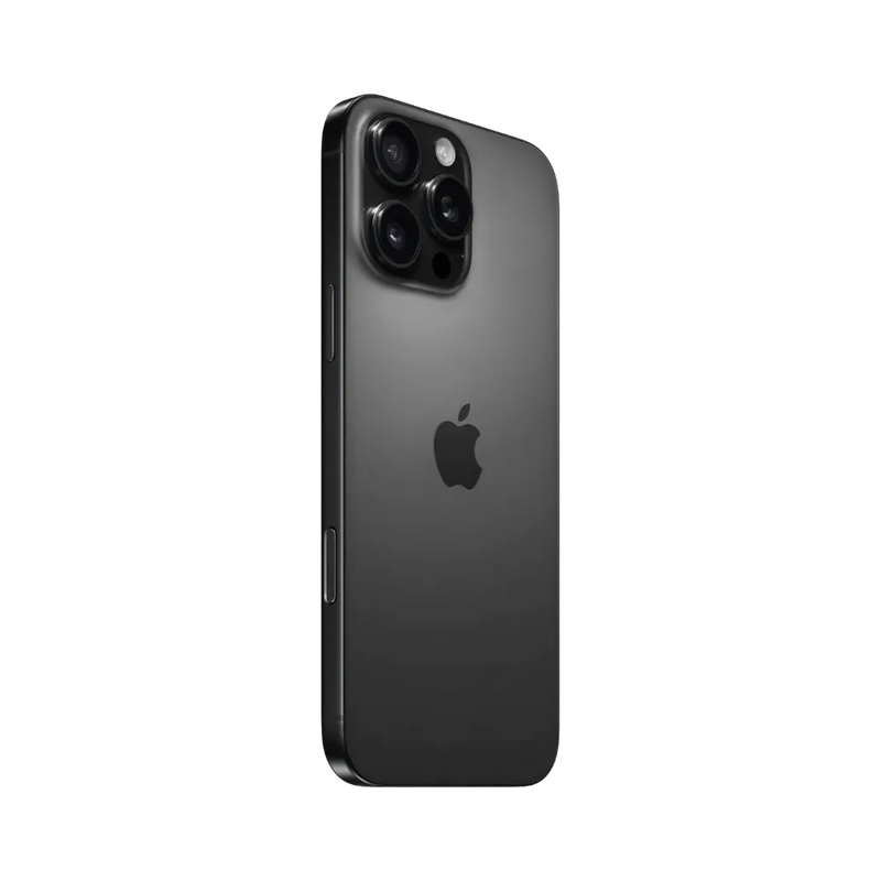 Dos de l’iPhone 16 Pro Max noir. Changement vitre arrière ou châssis cassé à Lyon, Dardilly ou Saint-Didier-au-Mont-d’Or.