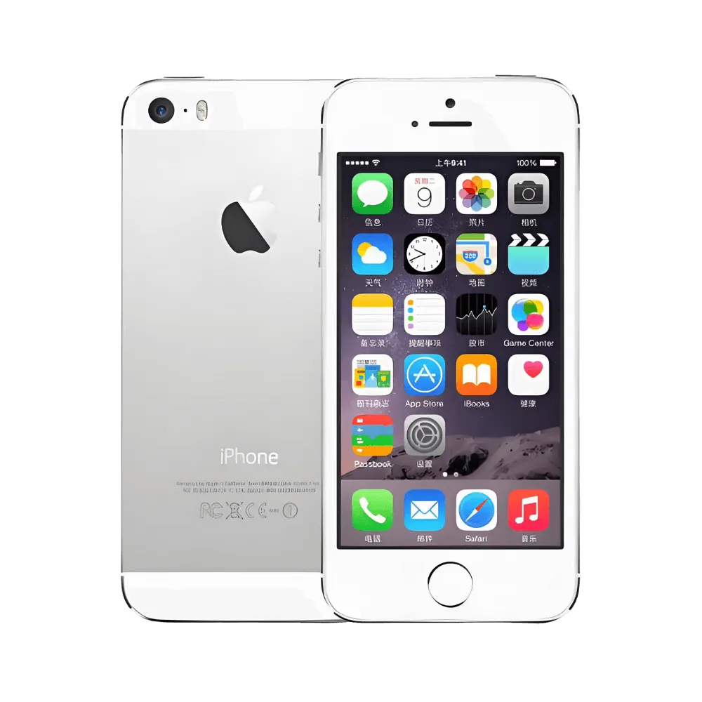 iPhone 5S argent en vue avant et arrière. Réparation écran ou batterie chez iTelier Lyon. Diagnostic offert, pièces garanties 1 an, en boutique ou à distance.