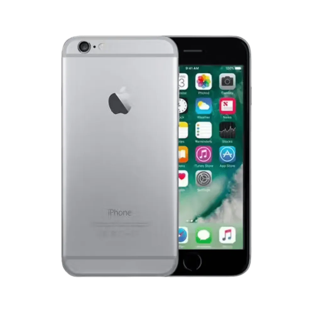 iPhone 6 gris sidéral, vue avant et arrière. Réparation écran ou batterie chez iTelier à Lyon. Devis gratuit, garantie 1 an, service rapide et fiable.