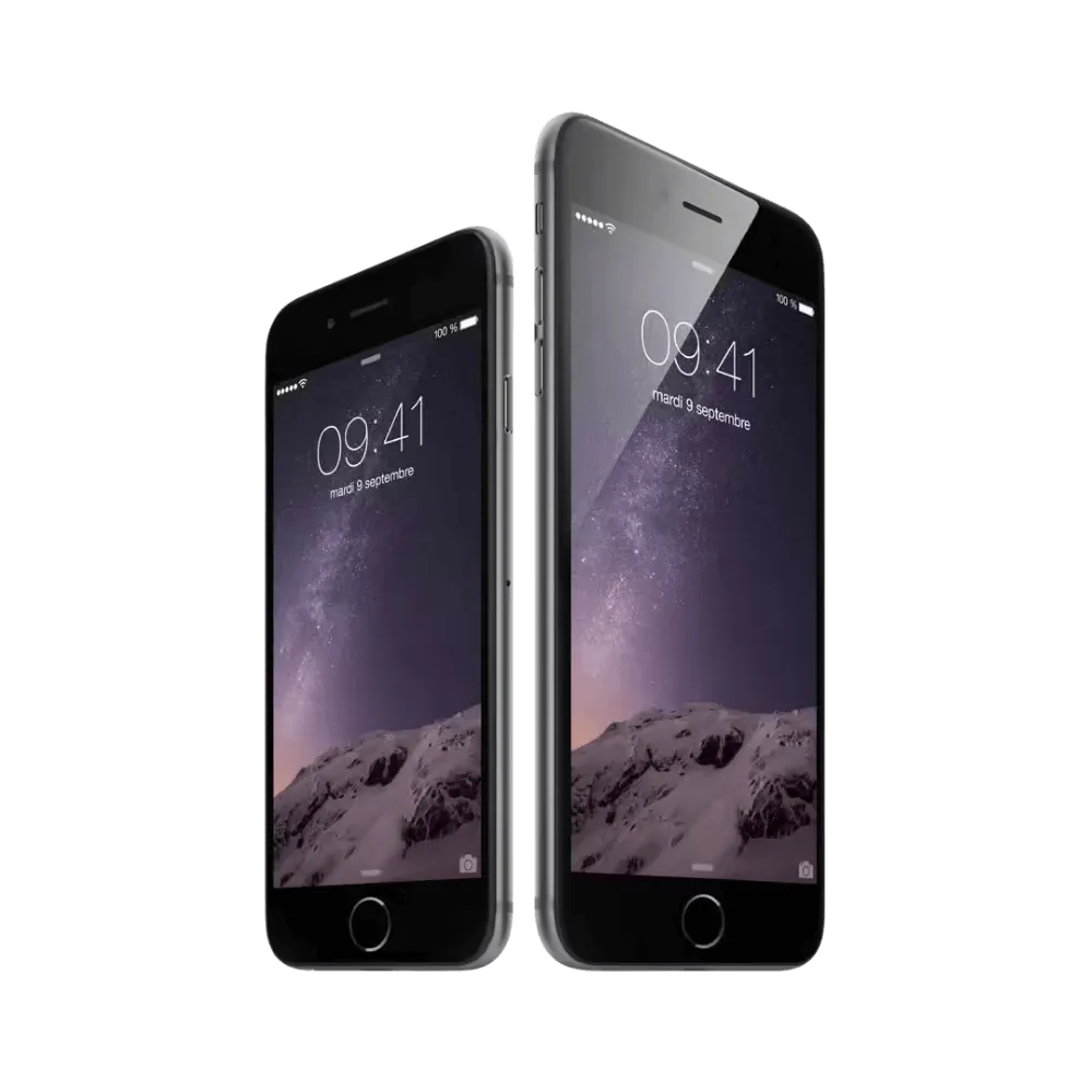 iPhone 6 Plus vu de côté. Réparation batterie, écran, connecteur ou haut-parleur chez iTelier à Lyon. Envoi postal sécurisé disponible.