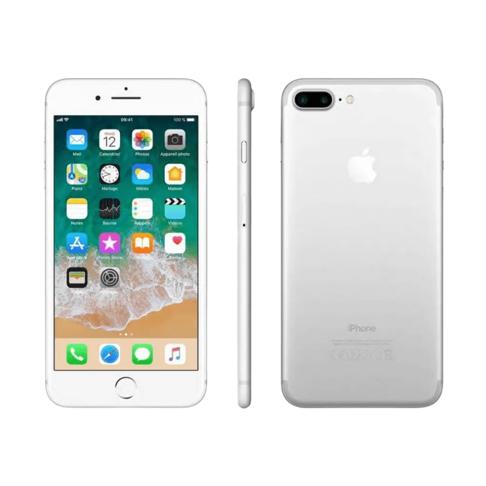 Présentation Apple iPhone 7 Plus argent. Réparation d’écran, batterie, bouton ou micro à Lyon avec iTelier. Service express et garanti.