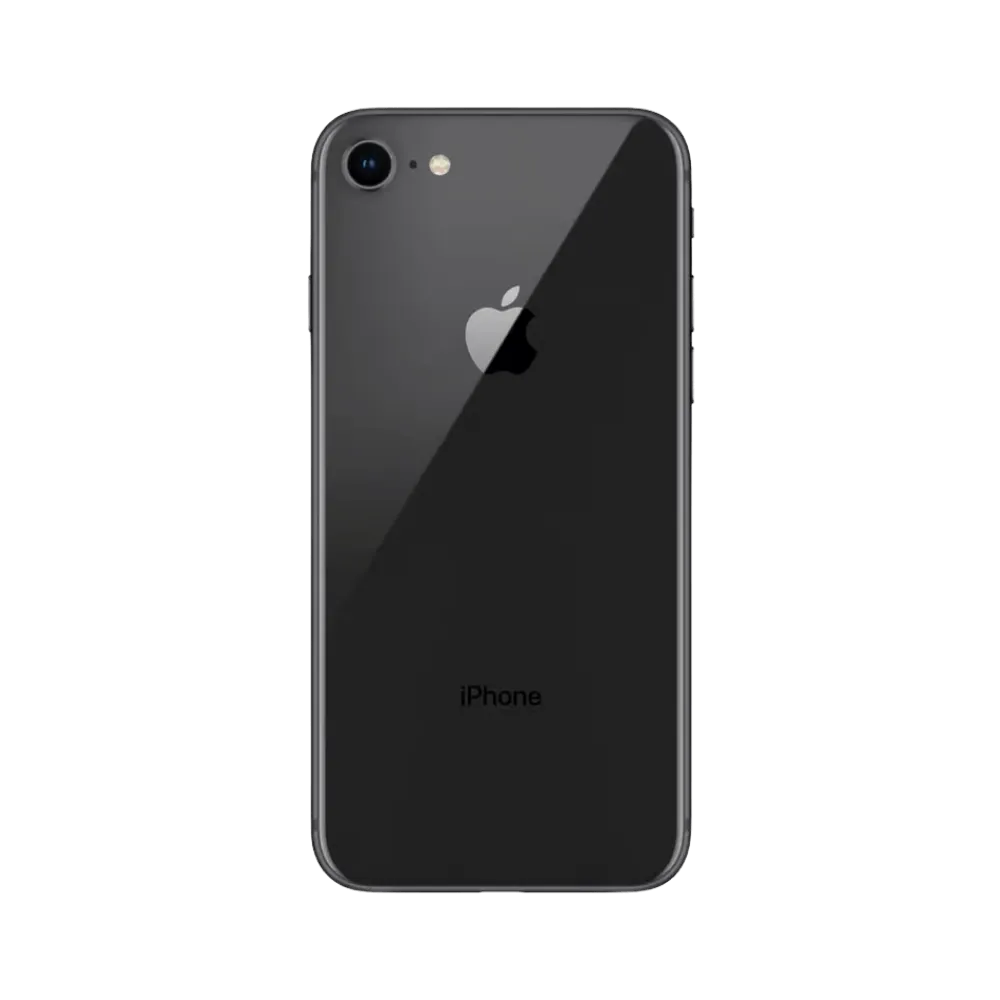 Dos en verre de l’iPhone 8 noir. Réparation à Lyon chez iTelier : vitre arrière, appareil photo, micro ou batterie, pièces d’origine.