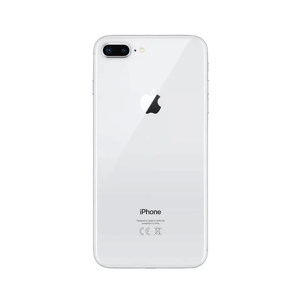 Dos en verre iPhone 8 Plus blanc avec double caméra. Réparation à Lyon chez iTelier : vitre arrière, flash, micro ou batterie.