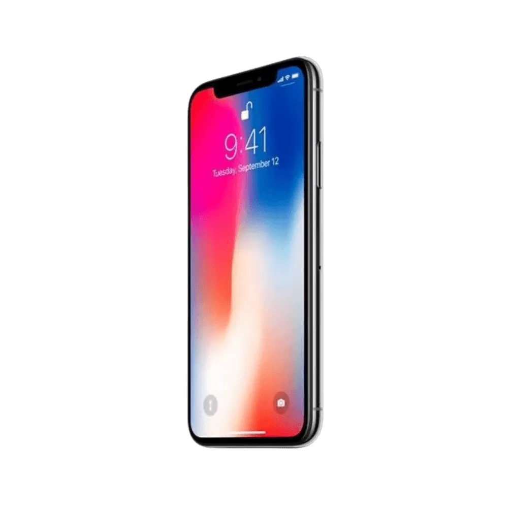 Vue avant iPhone X avec écran bord à bord. Réparation écran cassé ou tactile non réactif à Lyon chez iTelier. Intervention express et fiable.