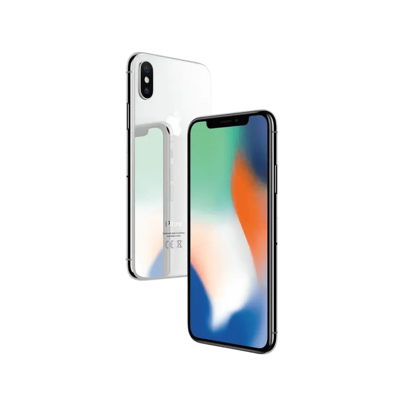 Vue oblique iPhone X, angle écran et dos. Réparation premium chez iTelier Lyon : écran, caméra arrière, batterie ou connecteur Lightning.