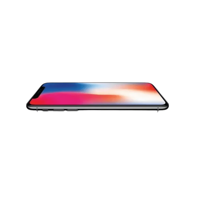 iPhone X posé à plat, écran OLED visible. Réparation ou remplacement rapide chez iTelier Lyon. Pièces de qualité et garantie 12 mois.
