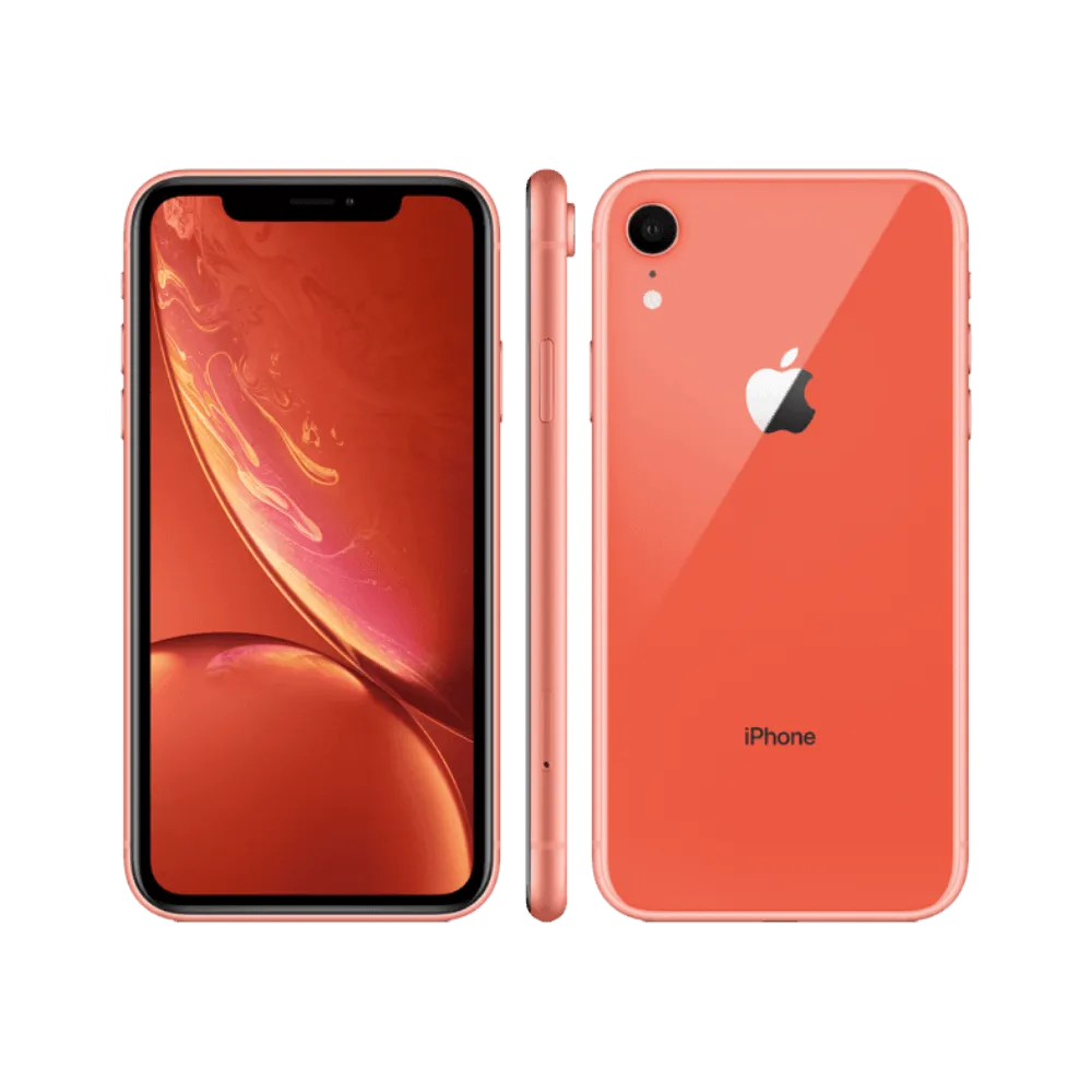 iPhone XR corail vu sous deux angles. Réparation écran, batterie ou vitre arrière chez iTelier Lyon. Intervention rapide et soignée.