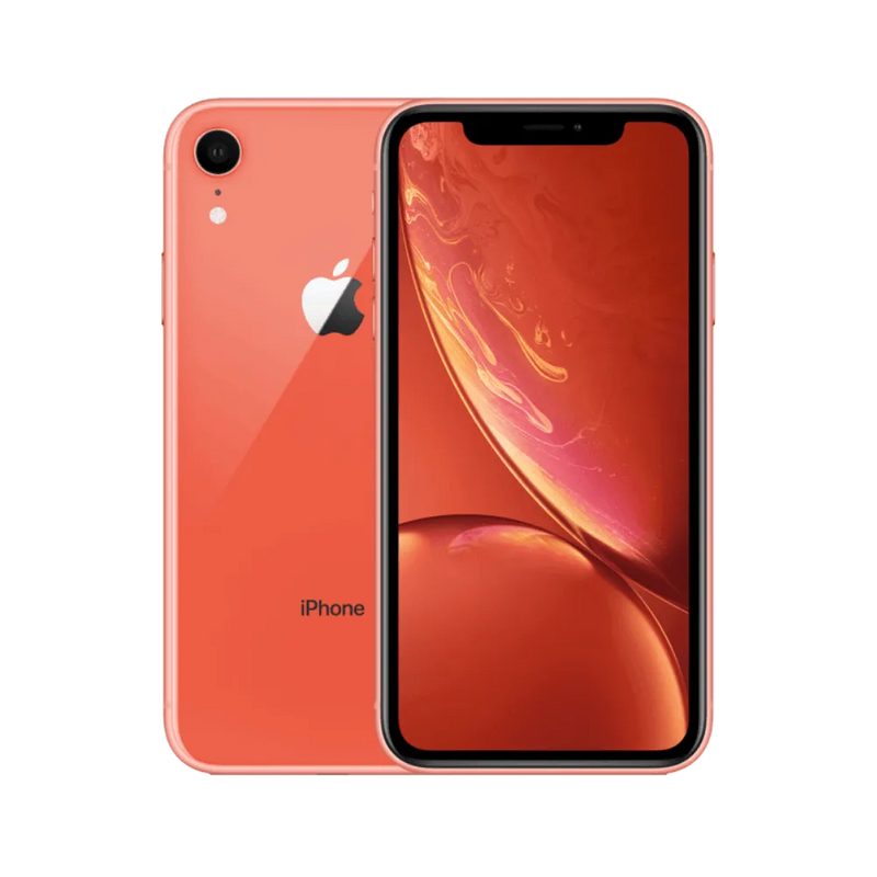 iPhone XR corail affiché de face et de dos. Réparation écran Liquid Retina ou dos en verre chez iTelier Lyon. Garantie 1 an incluse.