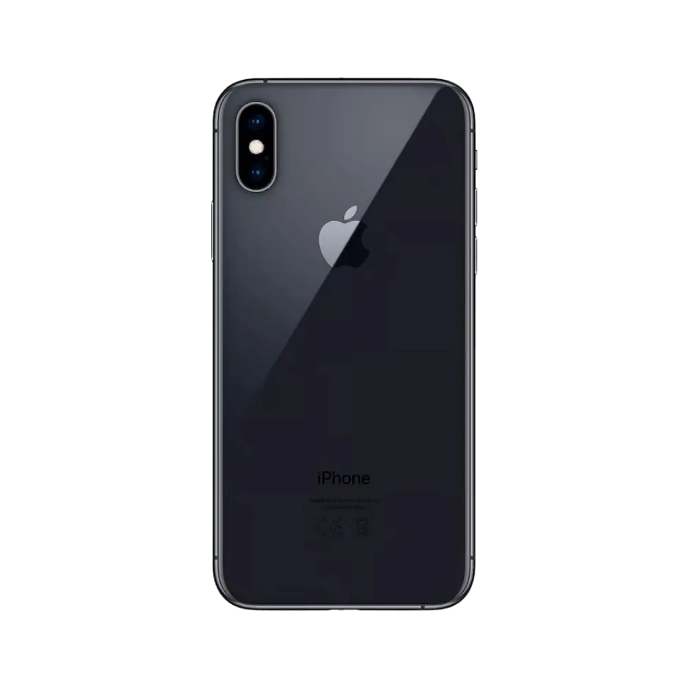 Vue arrière iPhone XS gris sidéral. Réparation vitre arrière cassée ou double capteur photo chez iTelier Lyon. Garantie pièces.
