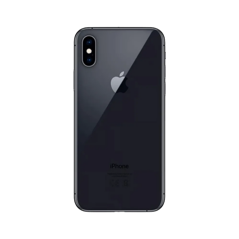 Vue arrière iPhone XS gris sidéral. Réparation vitre arrière cassée ou double capteur photo chez iTelier Lyon. Garantie pièces.