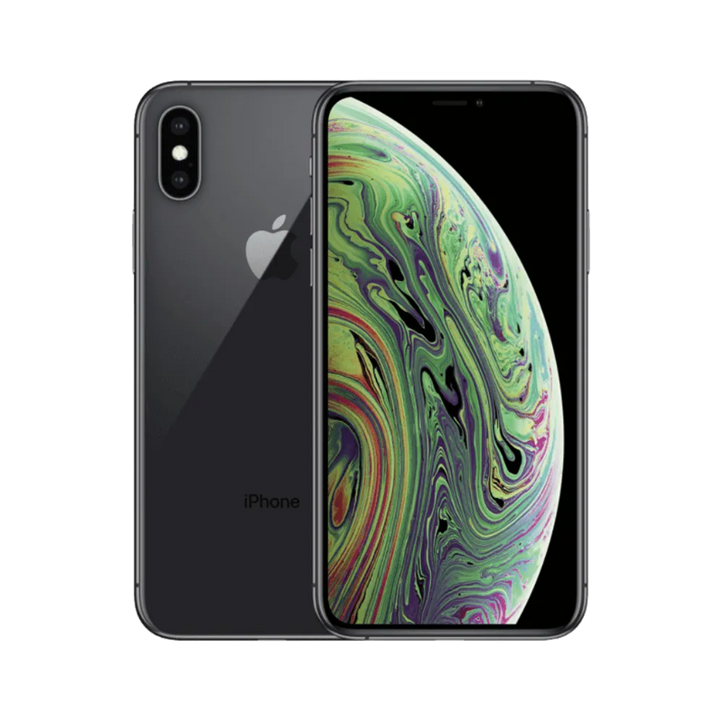 iPhone XS gris sidéral affiché de face et de dos. Réparation écran OLED ou dos en verre chez iTelier Lyon. Garantie 1 an incluse.