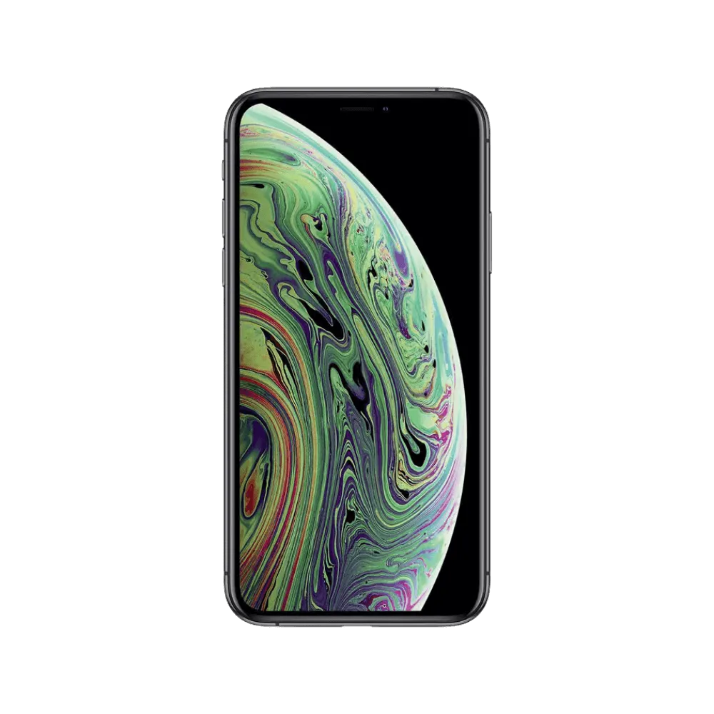 Vue avant de l’iPhone XS gris sidéral. Réparation ou remplacement d’écran OLED bord à bord chez iTelier Lyon. Diagnostic offert.