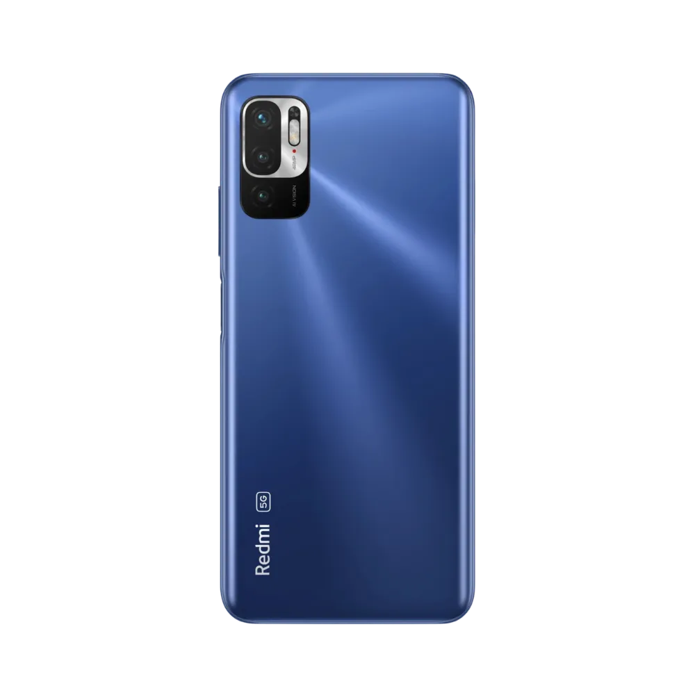 Dos du Redmi Note 10 5G bleu avec bloc photo rectangulaire — réparation appareil photo et vitre arrière par iTelier Lyon, techniciens experts, diagnostic offert et pièces garanties 1 an.