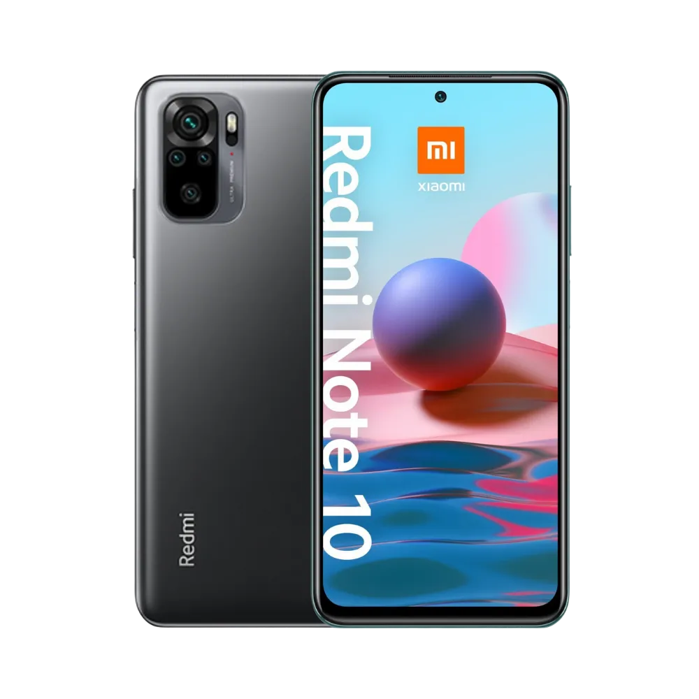 Redmi Note 10 en vue avant et arrière — réparation écran, vitre arrière et batterie par iTelier Lyon, diagnostic offert, pièces originales garanties 1 an, service express et envoi national.