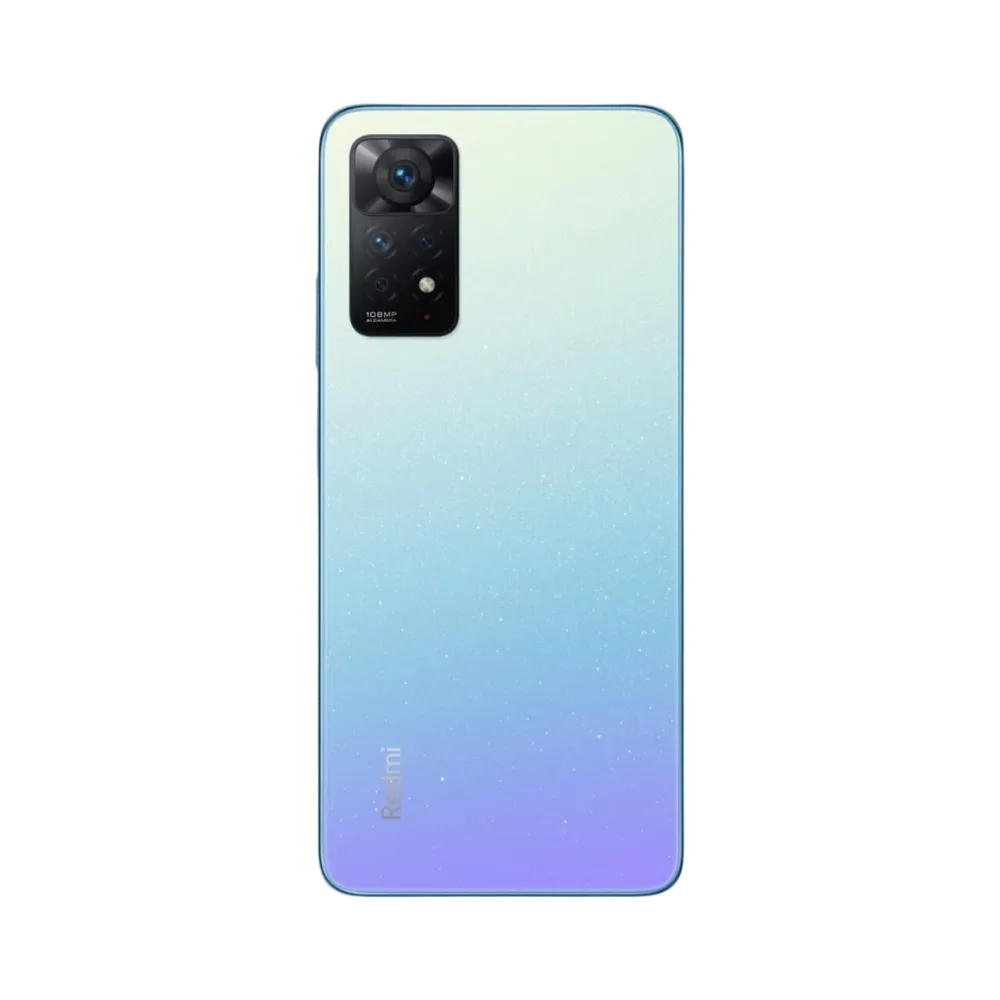 Dos du Redmi Note 11 Pro avec finition dégradée bleu-violet — réparation vitre arrière, remplacement lentille caméra, changement batterie longue durée chez iTelier Lyon, garantie pièces et main d’œuvre 12 mois, diagnostic offert.