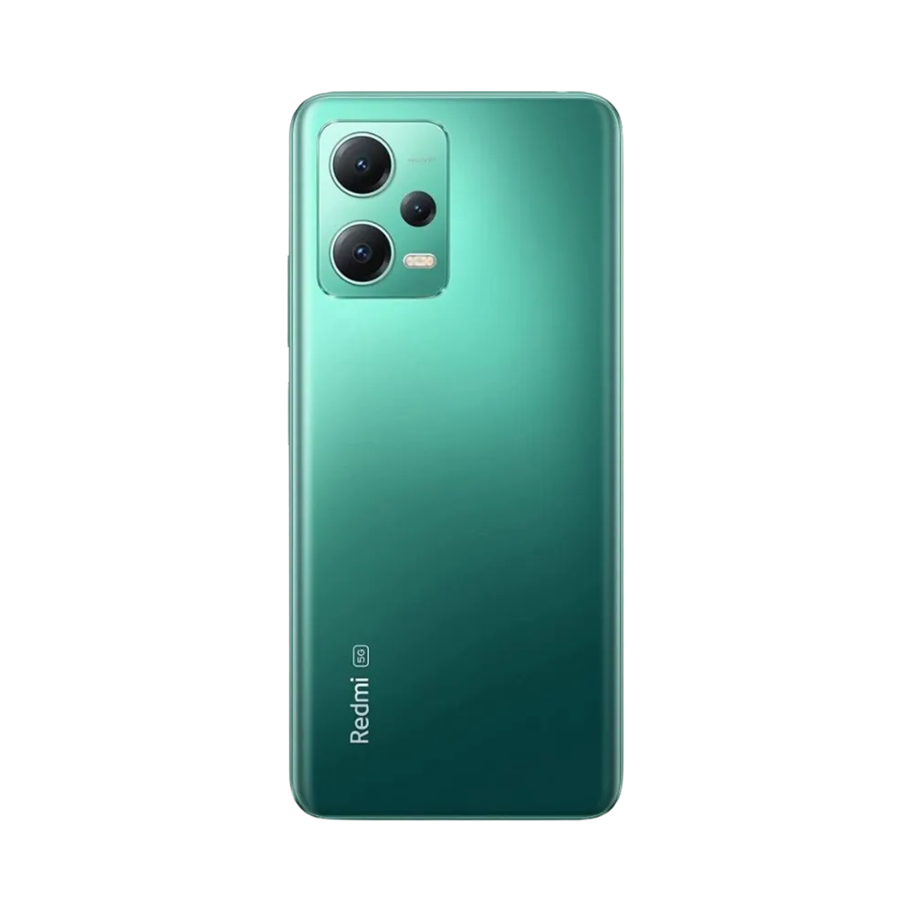 Dos du Redmi Note 12 5G vert avec triple capteur photo — réparation lentille caméra, remplacement vitre arrière fissurée et changement batterie par iTelier Lyon, techniciens experts, réparation rapide garantie 12 mois.